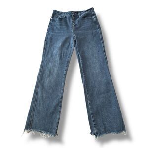Judy Blue High Waist Button Fly Destroy Hem Straight Denim Jeans 88912 Size 30